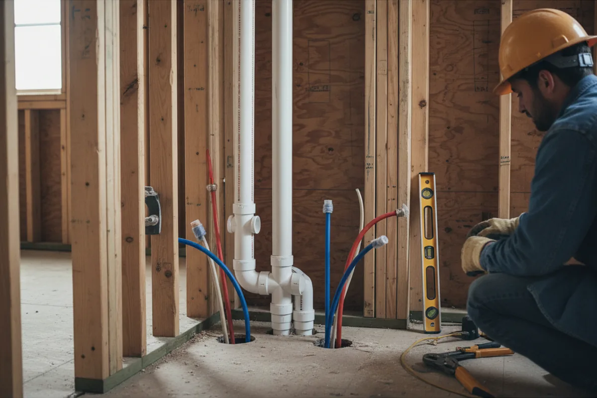 Drain and supply rough-in during Sump Pump Repair in Bon Aqua